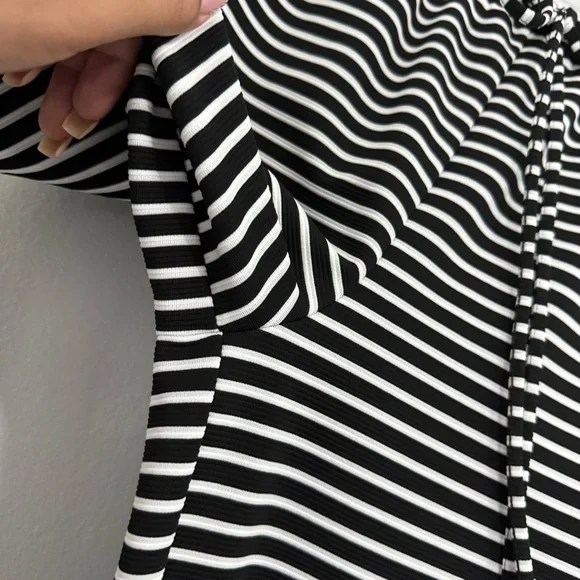 Reformation Olina Knit Pant in Black and White Stripe Drawstring Wide Leg Small - Picture 5 of 10